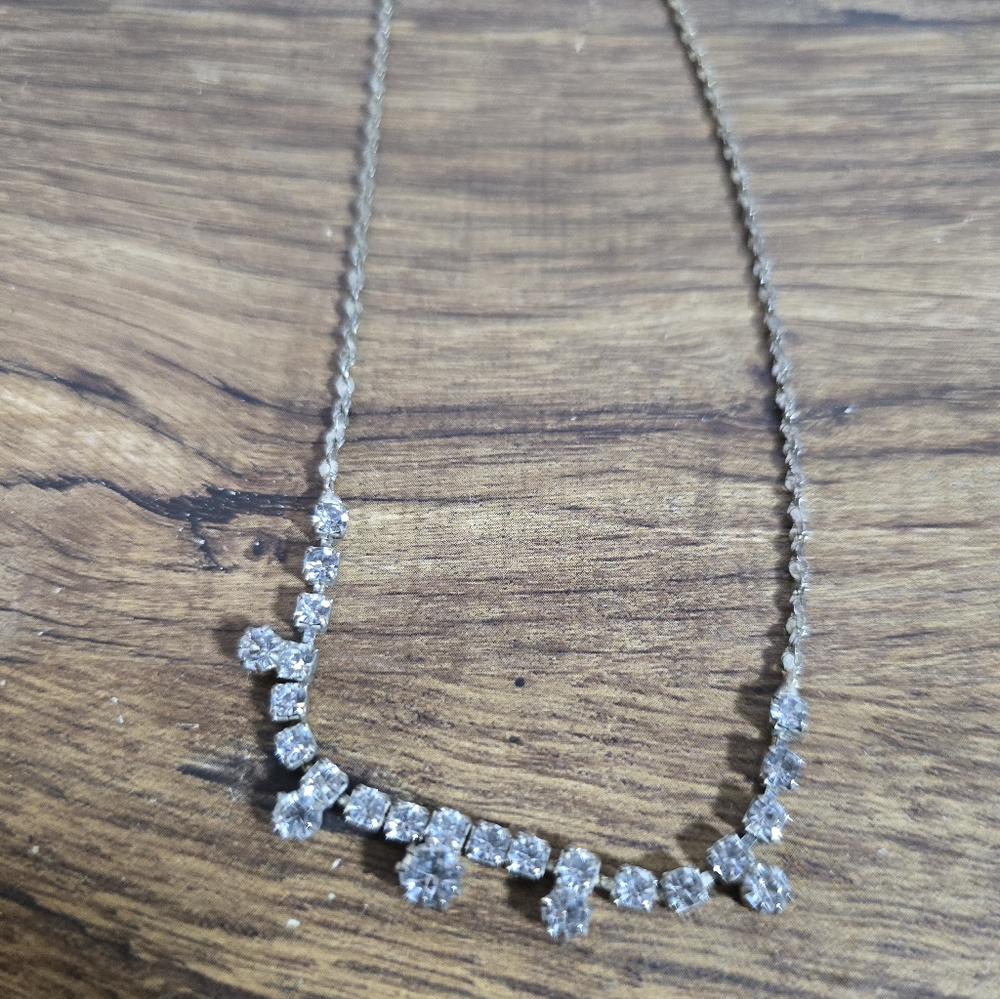 rhinestone choker or silver-tone rhinestone frontal necklace
